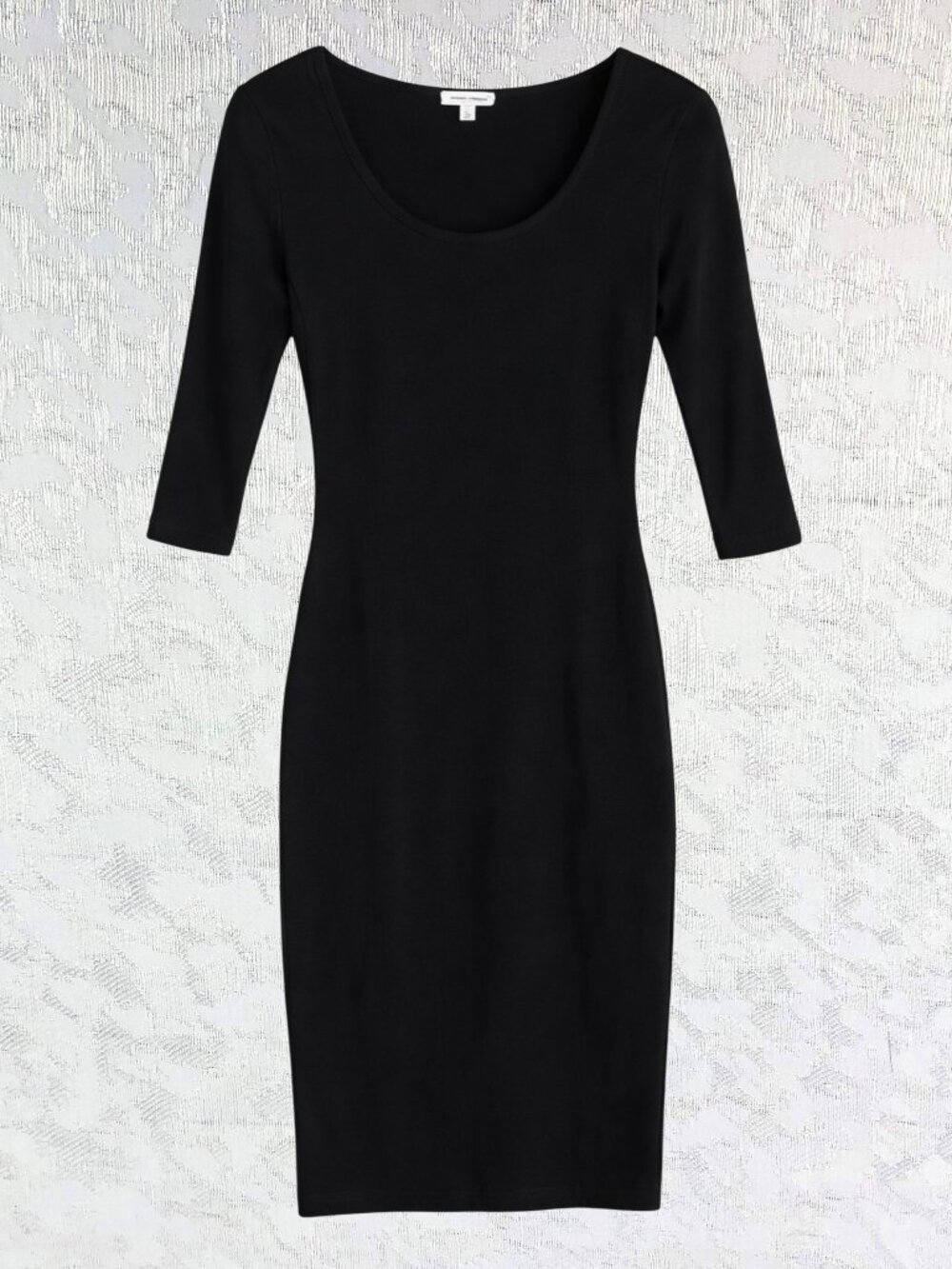 Zenana Premium Black Midi Dress Cotton/Spandex Scoop Neck 3/4 Sleeve Size L